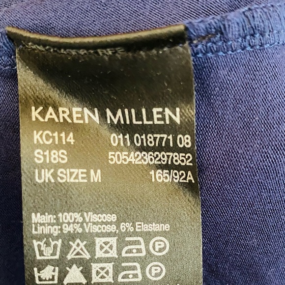 Karen Millen Blue & Orange Stripe Chevron Lightweight Knit Scallop Hem Dress - Picture 11 of 12